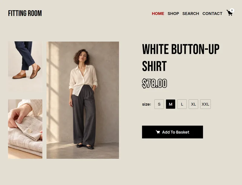 Fitting room theme, desktop preview