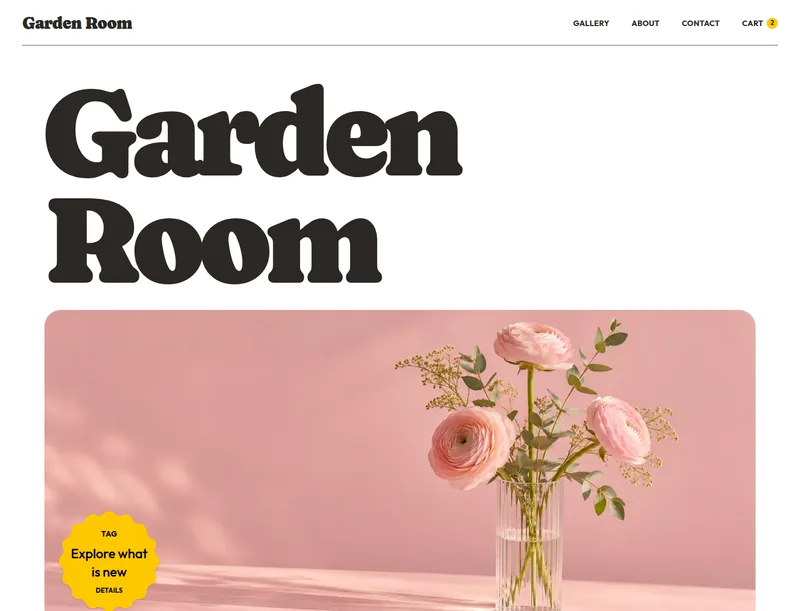 Garden Room theme, desktop preview