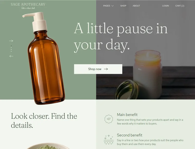 Sage Apothecary theme, desktop preview