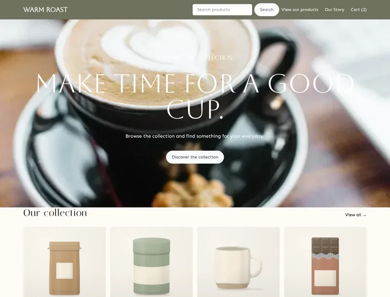Warm Roast theme, desktop preview
